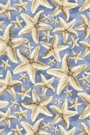Best Seller Ocean Oasis Starfish in Medium Blue by Patricia Pinto for Blank Quilting Fabrics with Free $89.99 Bundle
