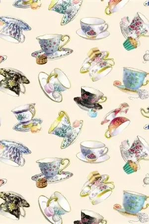 Professional Grade Fancy Tea Tossed Teacups in Cream with Free $89.99 Bundle