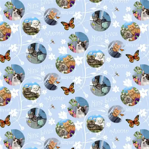 Last Chance Kittens in the Garden Kittens in Circles in Blue with Free $89.99 Bundle