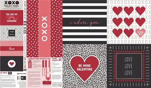 Deal XOXO Hearts Love Valentine Panel 36" in Multi with Free $89.99 Bundle