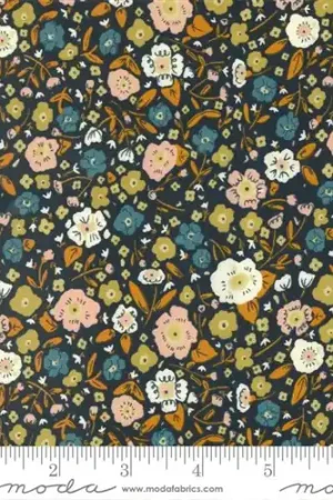 Free Delivery Quaint Cottage Calico Small Floral in Midnight Dark Blue with Free $89.99 Bundle