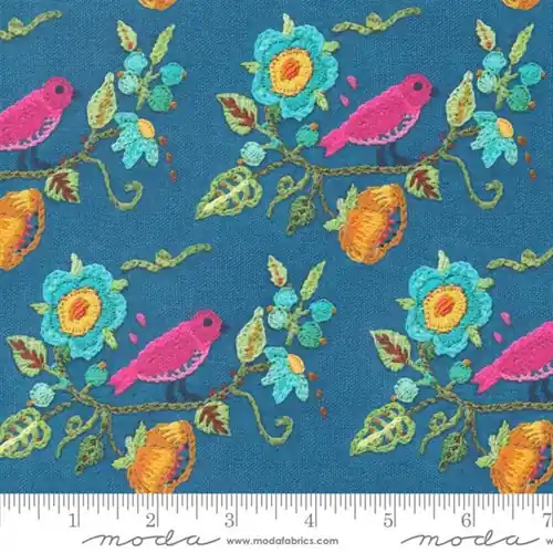 Special Discount Vintage Soul Bird Stitch Florals Birds Crewel Embroidery in Horizon Blue with Free $89.99 Bundle