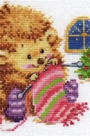 Affordable Knitting Hedgehog Counted Cross-Stitch Kit