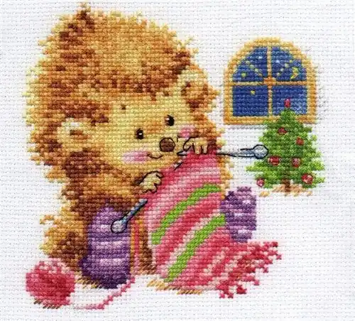Affordable Knitting Hedgehog Counted Cross-Stitch Kit