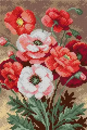 Gobelin Canvas Poppies For Halfstitch Without Yarn New Release