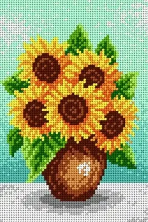 Sunflowers Needlepoint Canvas For Halfstitch W/O Yarn Best Price