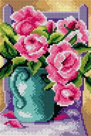 Still Life With Roses Needlepoint Canvas For Halfstitch W/O Yarn Premium