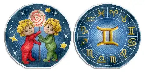 Reduced Price Zodiac Signs Gemini Plastic Canvas Cross Stitch Kit