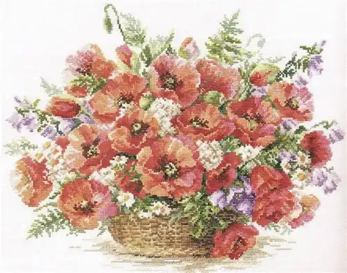 Basket Of Poppies Cross-Stitch Kit Last Chance