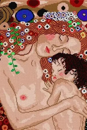 Gustav Klimt - Mother And Child Needlepoint Canvas For Halfstitch W/O Yarn Secure Checkout