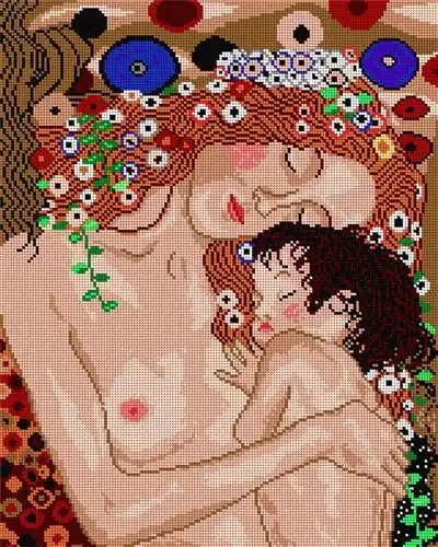 Gustav Klimt - Mother And Child Needlepoint Canvas For Halfstitch W/O Yarn Secure Checkout