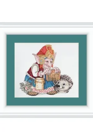 Professional Grade Elf With Hedgehog Cross-Stitch Kit
