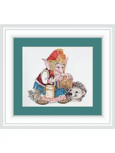 Professional Grade Elf With Hedgehog Cross-Stitch Kit