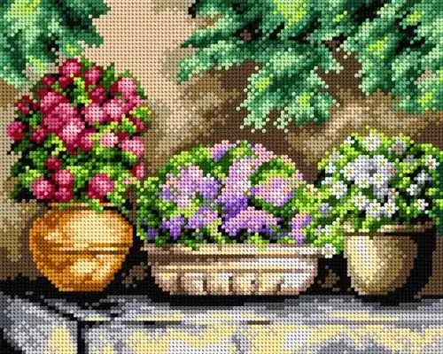 Today Only Flowers In My Garden Needlepoint Canvas For Halfstitch W/O Yarn