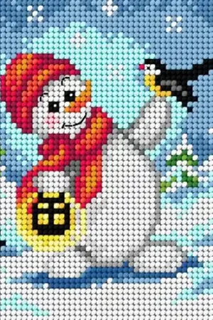 Cheerful Snowman Needlepoint Canvas For Halfstitch W/O Yarn Express Delivery
