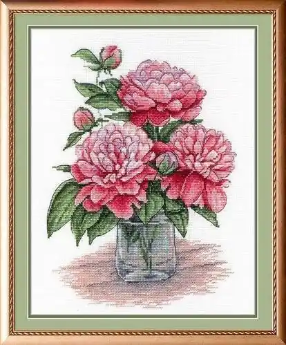 Red Flowers Cross Stitch Kit Fast Shipping