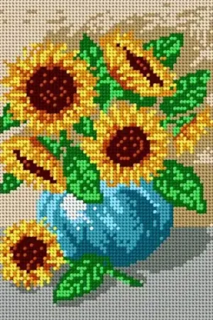 Reduced Price Bouquet Of Sunflowers Needlepoint Canvas For Halfstitch W/O Yarn
