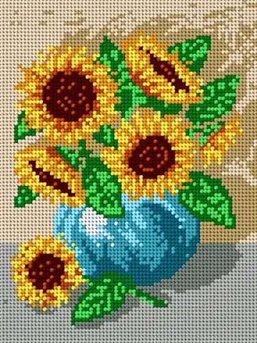 Reduced Price Bouquet Of Sunflowers Needlepoint Canvas For Halfstitch W/O Yarn