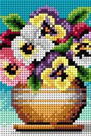 Big Sale Bouquet Of Pansies Needlepoint Canvas For Halfstitch W/O Yarn