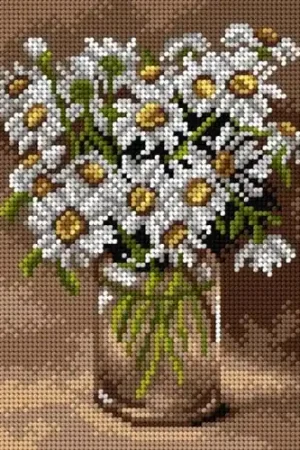 Free Shipping Needlepoint canvas for halfstitch without yarn Ox-eye Daisies in a Glass Vase 2896F - Printed Tapestry Canvas