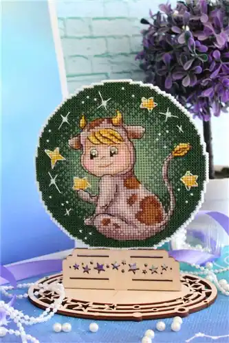 Zodiac Signs - Taurus Plastic Canvas Cross Stitch Kit Final Sale