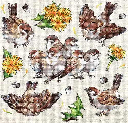 Sparrows Cross Stitch Kit Luxury