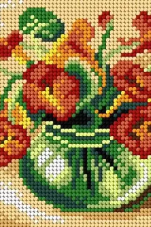 Fast Shipping Nasturtium Needlepoint Canvas For Halfstitch W/O Yarn
