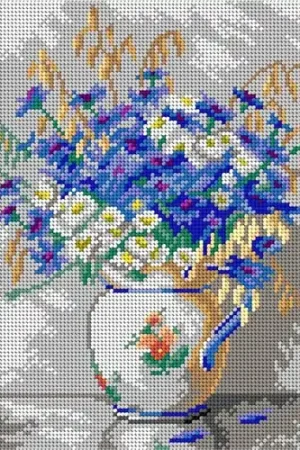 Alexander Vladimirovich Makovsky - Still Life With Flowers In A Vase  Needlepoint Canvas For Halfstitch W/O Yarn Sale