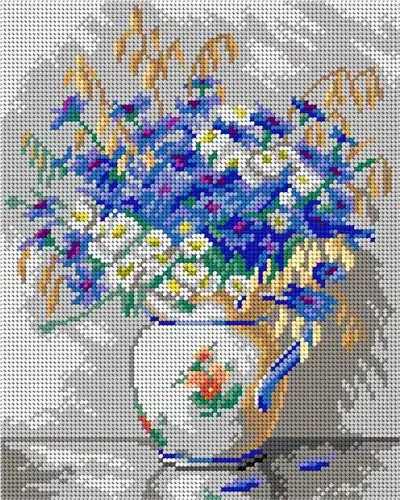 Alexander Vladimirovich Makovsky - Still Life With Flowers In A Vase Needlepoint Canvas For Halfstitch W/O Yarn Sale