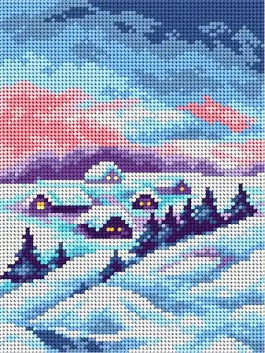 Place Order Needlepoint Canvas For Halfstitch W/O Yarn Frosty Land