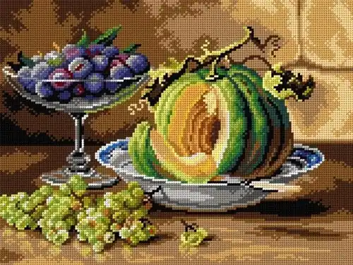 Needlepoint Canvas For Halfstitch W/O Yarn Louis Letsch - Still Life Pumpkins Next Day Delivery