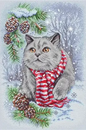 Limited Edition Winter Cat Cross Stitch Kit