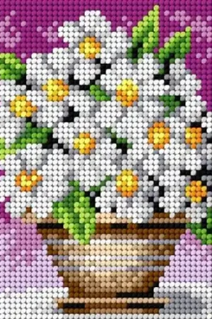 Exclusive Offer Needlepoint Canvas For Halfstitch W/O Yarn White Daisies