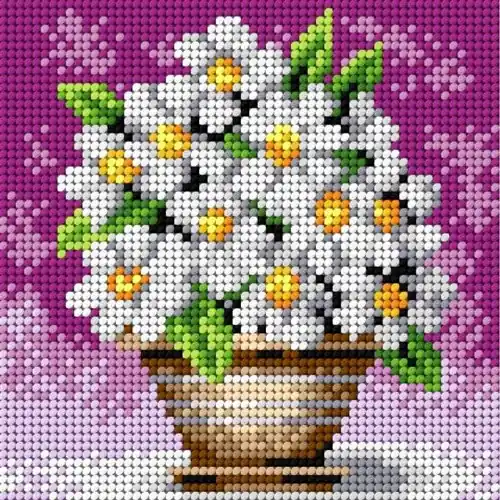 Exclusive Offer Needlepoint Canvas For Halfstitch W/O Yarn White Daisies