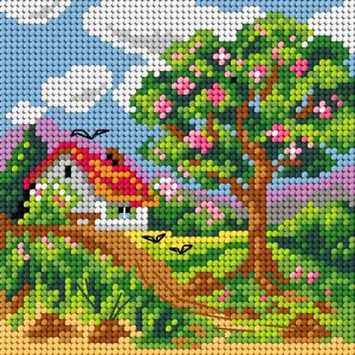 Hot Deal Needlepoint, Canvas For Halfstitch W/O Yarn - Four Seasons - Spring