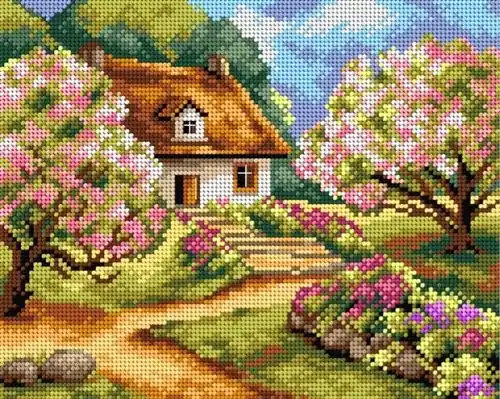 Secure Checkout Needlepoint, Canvas For Halfstitch W/O Yarn Spring Road