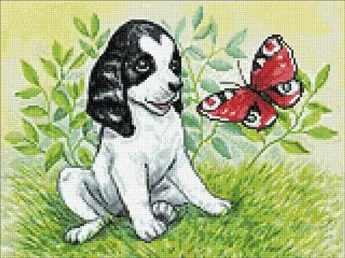 Certified Puppy And Butterfly Diamond Painting Kit