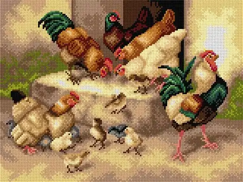 Flash Sale Needlepoint, Canvas For Halfstitch W/O Yarn - Spring Chickens
