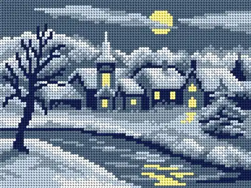 Limited Offer Needlepoint, Canvas For Halfstitch W/O Yarn Winter Landscape With A River