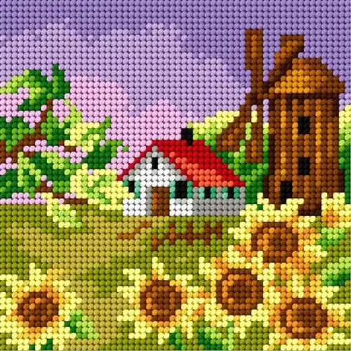 Handmade Needlepoint Canvas For Halfstitch W/O Yarn Four Seasons - Autumn