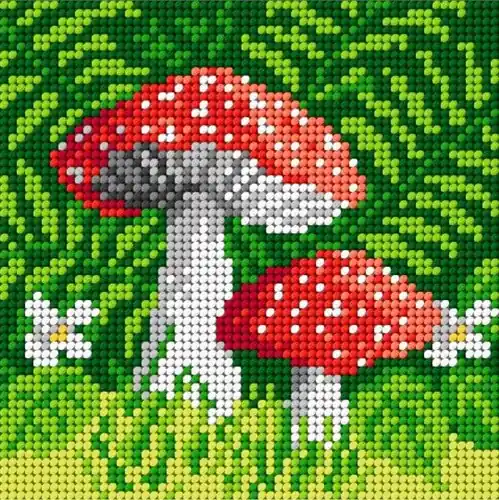 Needlepoint Canvas For Halfstitch W/O Yarn - Toadstools Best Seller