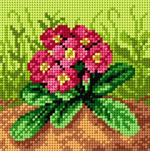 Needlepoint canvas for halfstitch without yarn Spring Primroses 2104D - Printed Tapestry Canvas Limited Time