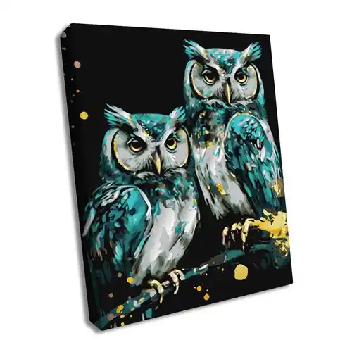Don’t Miss Out Painting by Numbers kit Wise owls with extra metallic paints KHO6514