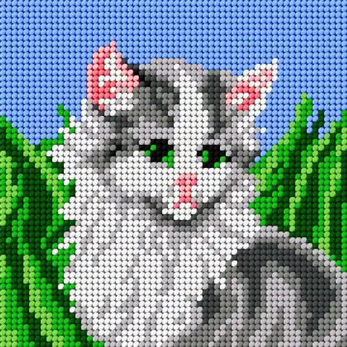 Gobelin canvas for halfstitch without yarn Cat on a Meadow 1455D No Minimum Order