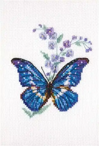 Worldwide Shipping Polemonium And Butterfly Cross Stitch Kit