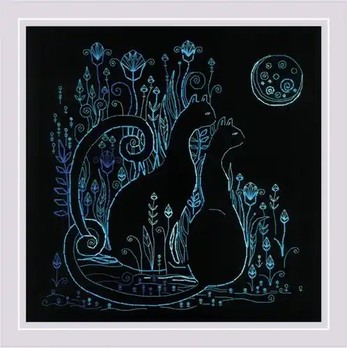 Weekend Sale Cats Moonlight Cross Stitch Kit