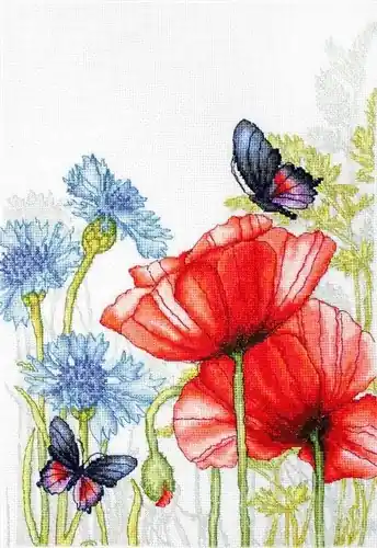 Poppies And Butterflies Cross Stitch Kit Get Yours