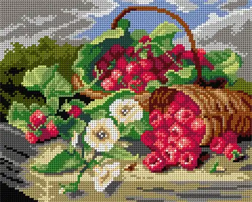 Best Choice Needlepoint Canvas For Halfstitch W/O Yarn- Still Life with Raspberries