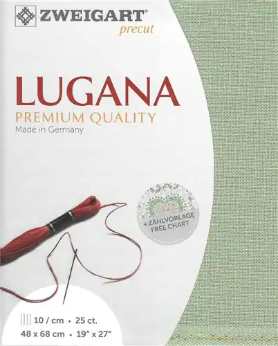 Clearance Precut Zweigart Lugana 25 count - Moss Green
