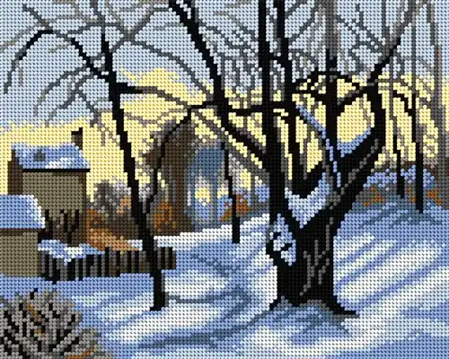 Modern Gobelin canvas for halfstitch without yarn after Camille Pissarro - Louveciennes 3497H